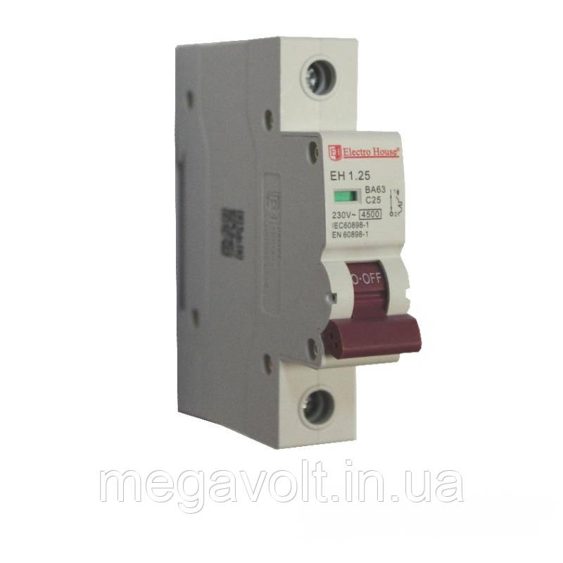 Автоматичний вимикач 1P 25A 4,5 kA 230-400V IP20