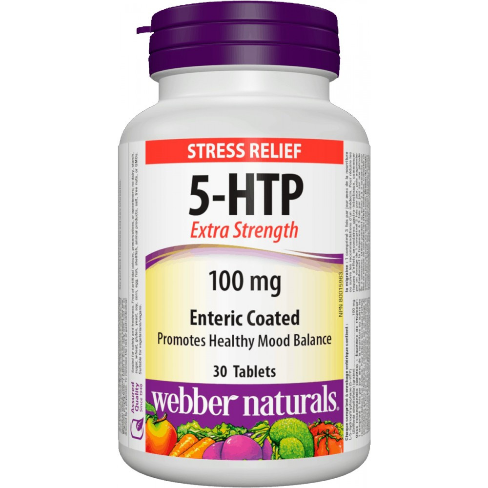 Антистес, покращення роботи мозку Webber Naturals — 5-HTP 100mg (30 tabs), фото 1