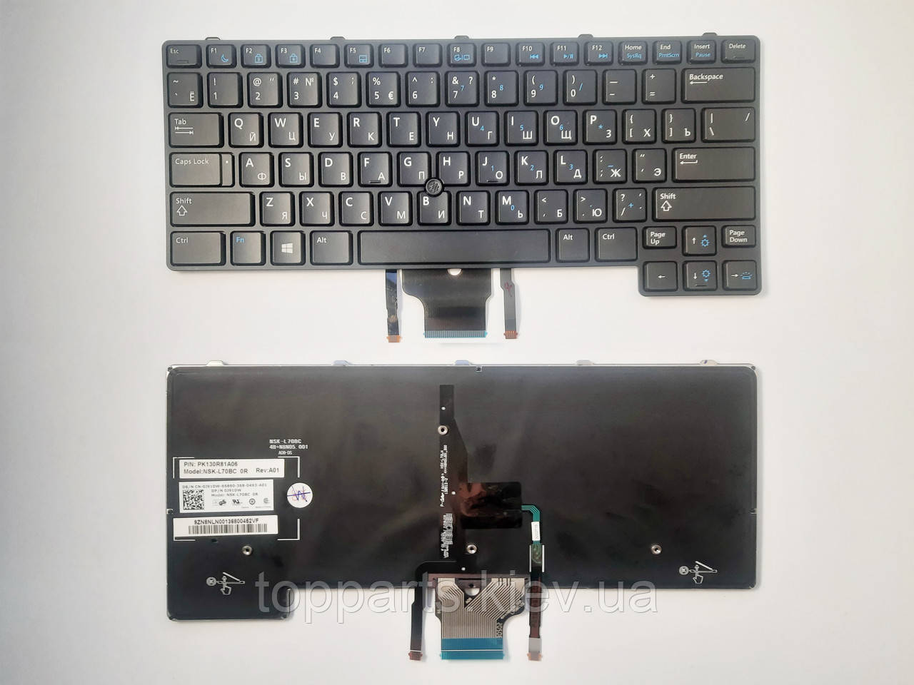Клавіатура для ноутбуків Dell Latitude E6430u Series чорна з чорною рамкою, з трекпоінтом, з підсвіткою RU/US