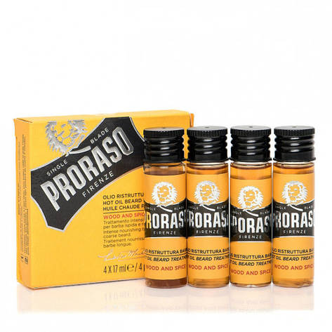 Олія для бороди Proraso Hot Wood & Spice Beard oil 4 х 17 мл, фото 2