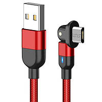 Кабель поворотный для зарядки и передачи данных Greenport 1m 3.0A для microUSB Red