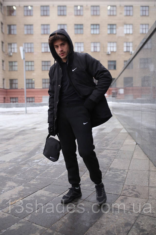 Куртка парку зимова чоловіча з капюшоном чорна Київ, фото 1