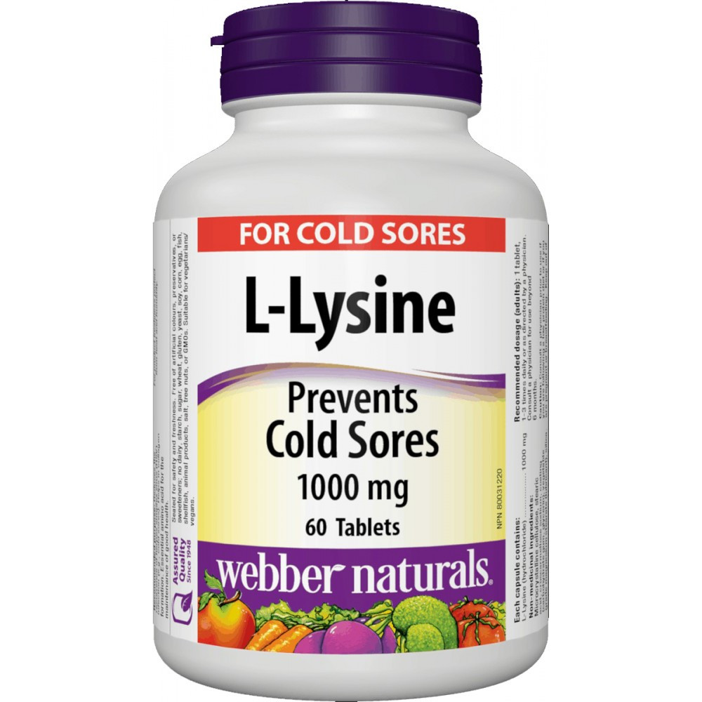 Амінокислоти Webber Naturals — L-Lysine 1000mg (60 tabs)