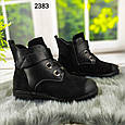 Жіночі зимові чорні замшеві черевики на хутрі в класичному стилі, фото 3