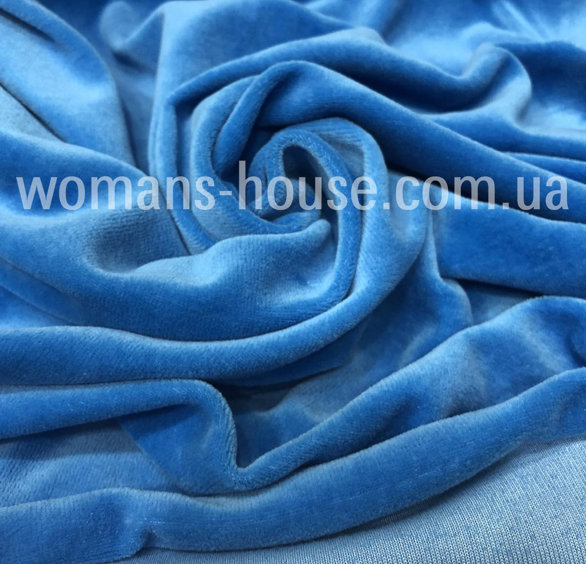 Тканина велюр бавовняний Туреччина Блакитний, фото 1