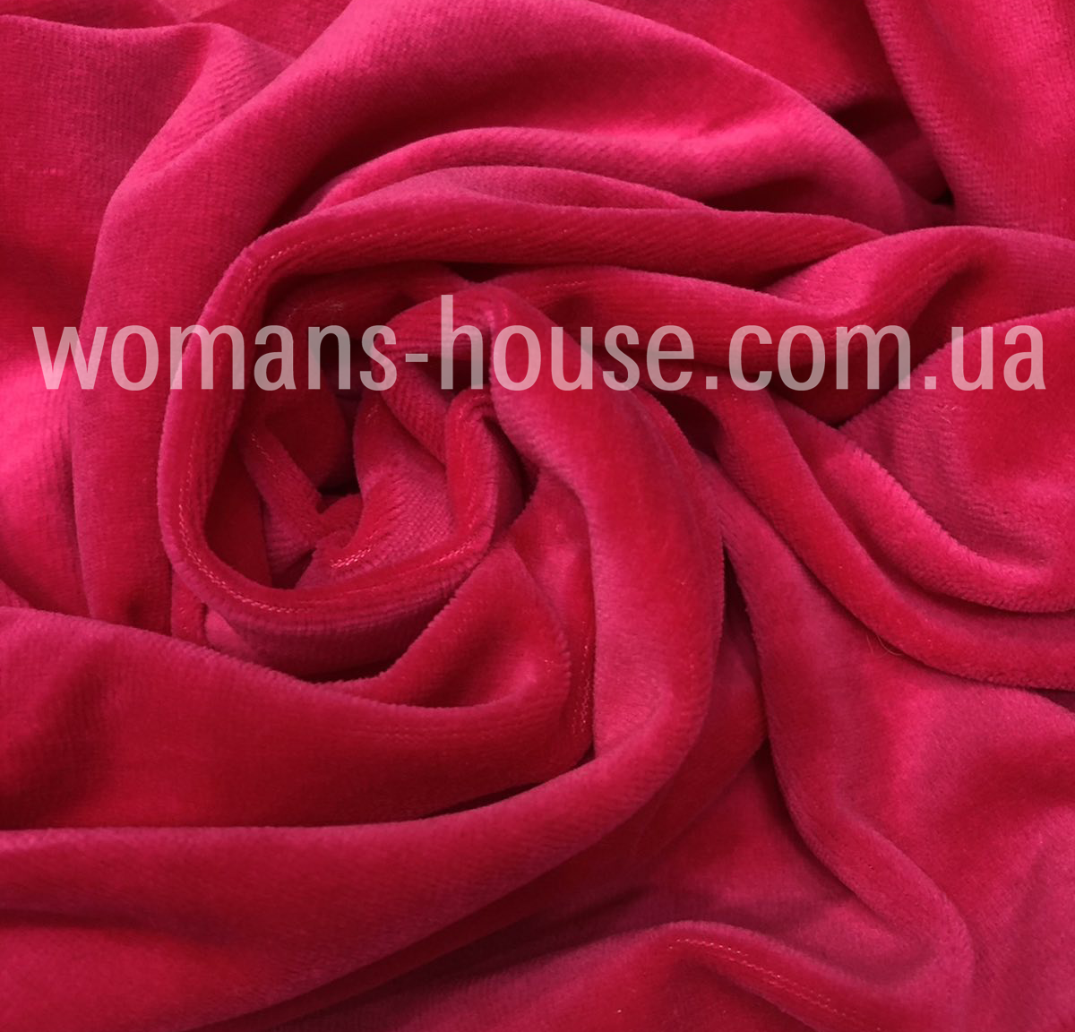 Тканина велюр бавовняний 180 см стрейч 300 г/м2 Туреччина Малиновий, фото 1