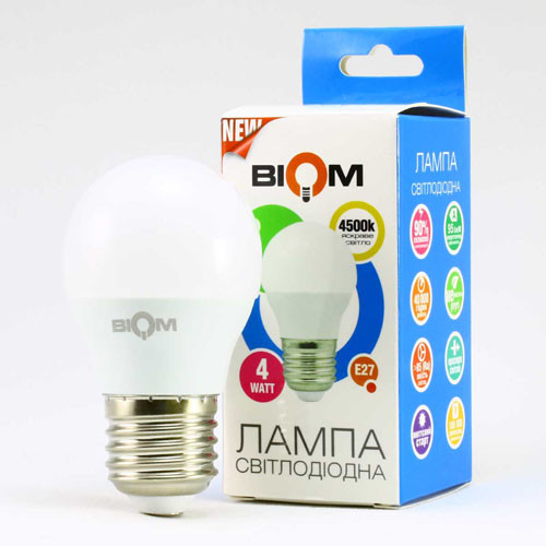 Світлодіодна лампа BIOM BT-544 G45 4W E27 4500К матова