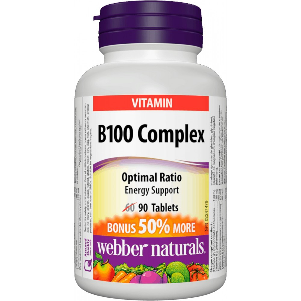 Вітамін Б комплекс Webber Naturals — B100 Complex (90 tabs)