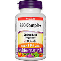 Витамин Б комплекс Webber Naturals B-50 Complex (60+20 capsules) - сбалансированный комплекс витаминов Б