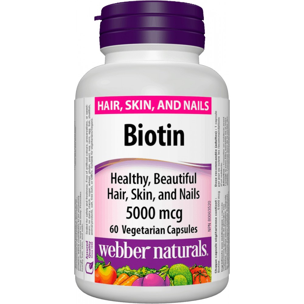 Биотин Webber Naturals - Biotin 5000mcg (60 caps), фото 1