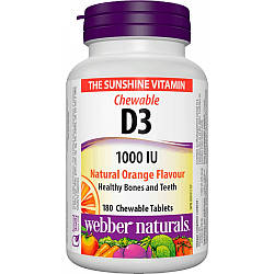 Витамин Д3 Webber Naturals - Vitamin D3 1000 IU Orange (180 chewables)