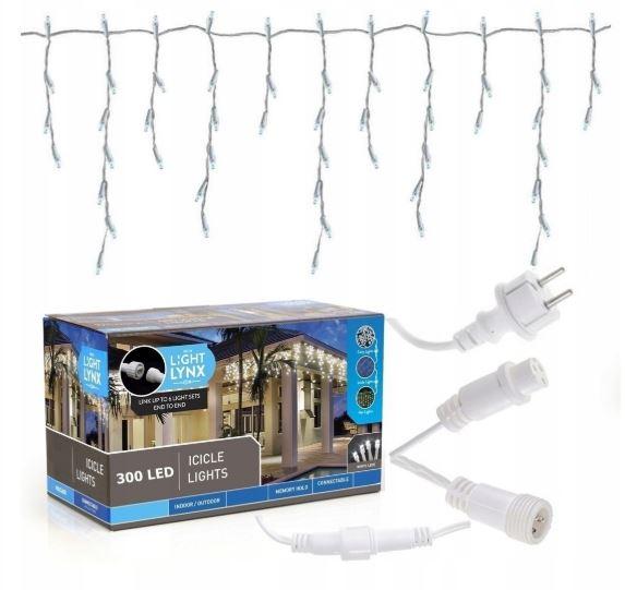 Новорічна гірлянда бахрома 14 м 300 LED (Синій з холодною білою спалахом)
