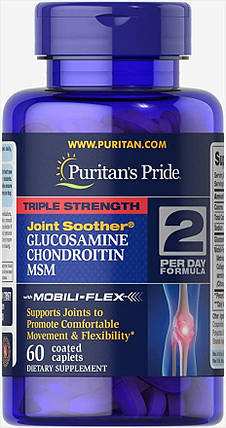 Хондропротектор Puritan's Pride Triple Strength Glucosamine Chondroitin 60 капс., фото 2