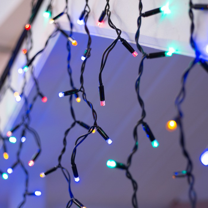 Новорічна різнобарвна гірлянда для вулиці Xmas M-2 120 LED Бахрома чорна 5х05 м світлодіодна вулична   (ST)