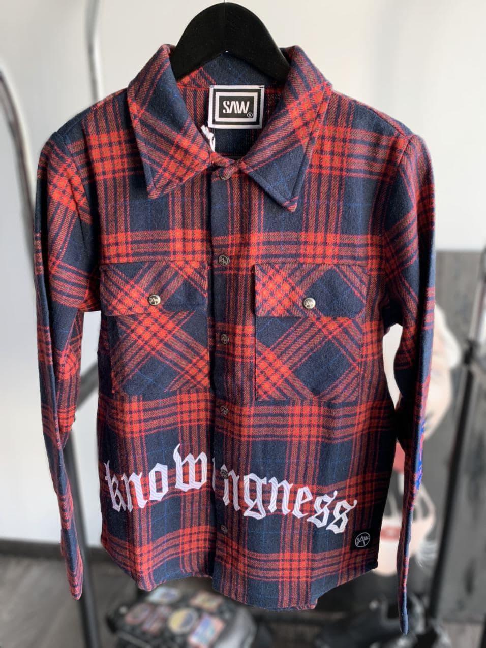 Чоловіча картата байкова сорочка M647 червона М, фото 1