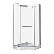DUCT N душ. кабіна 90*90*200 см, п`ятикутна, розстібна, скло прозоре, 8мм, з мілким піддоном Арт. 90RZ079N