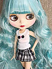 Лялька Блайз Blyth блакитне хвилясте волосся + 10 пар пензлів + одяг, взуття та вушка, фото 3