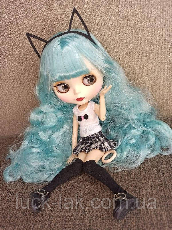 Лялька Блайз Blyth блакитне хвилясте волосся + 10 пар пензлів + одяг, взуття та вушка, фото 1
