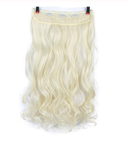 Волосся на заколках штучне накладне хвилясте блонд треси (5ZAK-W613), фото 1