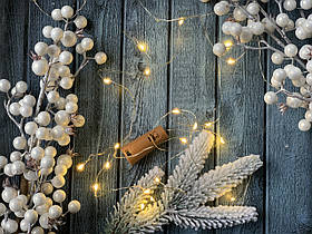 Led гірлянда на батарейках 2 м з міні блоком тепле світло