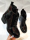 Dolce Gabbana Жіночі лакові черевики, черевики на шнурівці, зі змійкою середній каблук. Демисезон, фото 3
