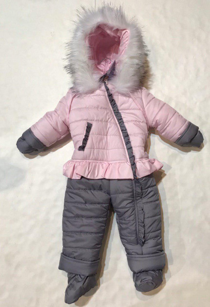 Зимовий Красивий дитячий комбінезон для дівчинки Денчик Україна 8172 Рожевий 68 см  ⁇  Верхній одяг для дівчаток