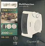 Тепловентилятор Rainberg RB-165 білий 2000W, кварцовий електричний нагрівач для офісу, дуйка, фото 6