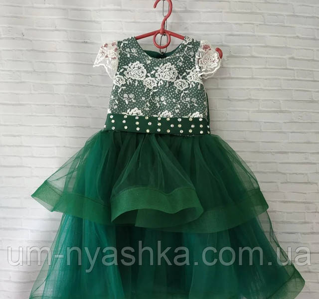 Детское пышное зеленое платье