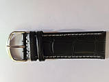 Чорний шкіряний ремінець з білою строчкою з фактурою під крокодила, 24 мм (22мм), фото 2