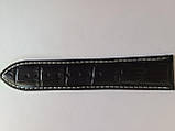 Чорний шкіряний ремінець з білою строчкою з фактурою під крокодила, 24 мм (22мм), фото 4
