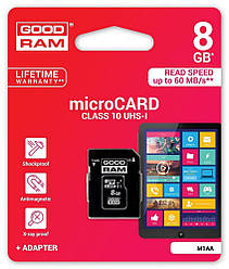 Картка пам'яті microSDHC 8 Gb class 10 GOODRAM