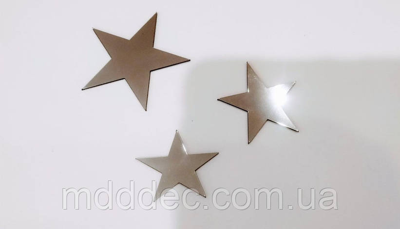 Набір акрилових зірочок срібло в наборі 3 шт., фото 1