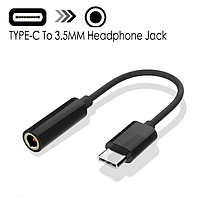 Кабель переходник с USB Type-C на mini jack 3.5 мм Черный