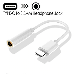 Кабель перехідник з USB Type-C на mini jack 3.5 мм Білий