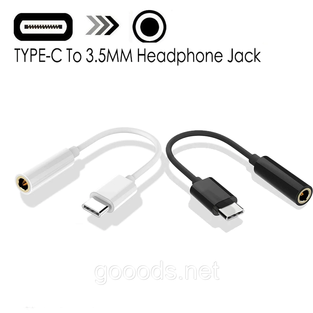 Кабель перехідник з USB Type-C на mini jack 3.5 мм, фото 1