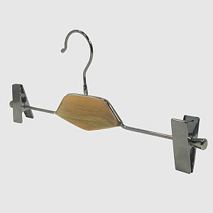 Плечики металеві з дерев'яною вставкою для штанів і спідниць