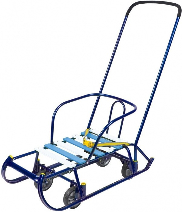 Санки трансформер детские Тимка-5 с выдвижными колесами и родительской ручкой синие - фото 9 - id-p1296858157