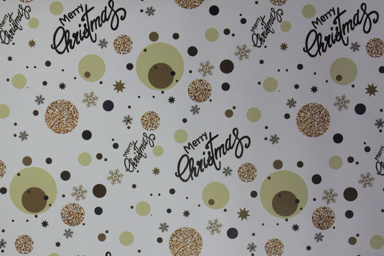 Папір для пакування новорічного подарунка розмір 1 метр 70 см біла з написом Merry Christmas 1 шт, фото 1