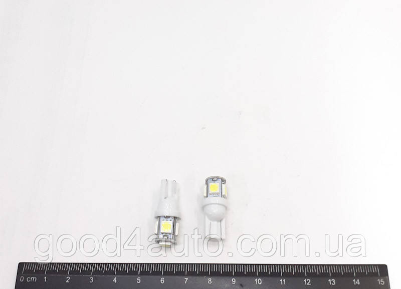 Лампа светодиодная W5W W2, 1*9,5D 5SMD (50/50) T10 5SMD, фото 1