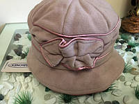 Женская шляпа с аппликацией и драпировкой, ТМ RABIONEK, шерстяная, тон пудры, размер 56-57,