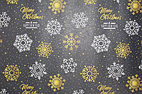 Бумага для упаковки новогоднего подарка черная с рисунком снежинки размер 1 метр на 70 см 1 шт