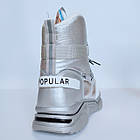 Термоботки, сноубутси для дівчинки Том М, р. 36 устілка 23,5 см Срібні підліткові чоботи, фото 8