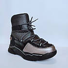 Зимові чоботи-сноубутси Том М для дівчинки, р 36, устілка 23,5 см Чорні термо дутики підліткам, фото 3