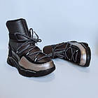 Зимові чоботи-сноубутси Том М для дівчинки, р 36, устілка 23,5 см Чорні термо дутики підліткам, фото 2