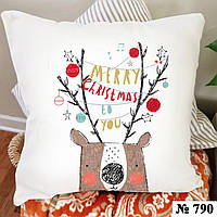 Подушка декоративная 35*35 с надписью "Merry Christmas" интерьерная на подарок