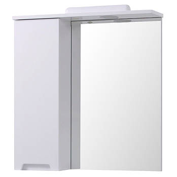 Дзеркало ЮВВІС у ванну кімнату 65 см біле ЕСТЕЛЬ з шафкою зліва