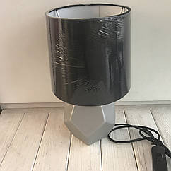 Настільна лампа керамічна Е14, H-28 см, з чорним тканинним абажуром