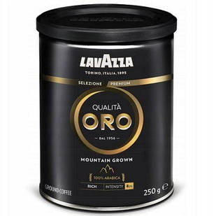 Кава мелена Lavazza Qualita Oro Mountain Grown (чорна) в банці 250г з цінних сортів високогірних арабік