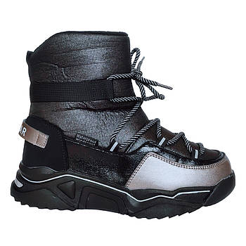 Зимові чоботи-сноубутси Том М для дівчинки, р 36, устілка 23,5 см Чорні термо дутики підліткам