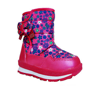 Дитячі зимові чобітки - дутики ТомМ для дівчаток, теплі рожеві черевички р 27